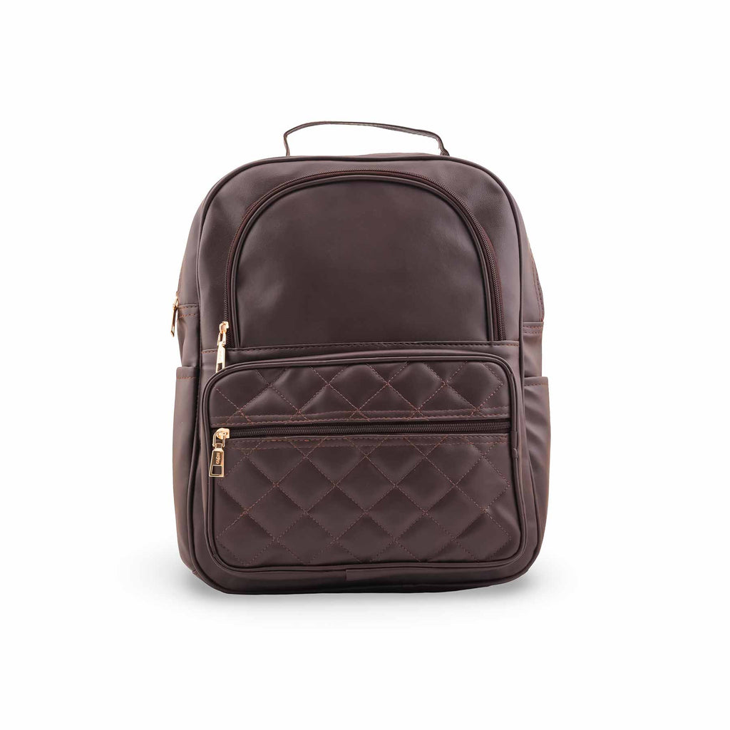Edlic Women's Brown Casual PU Leather Backpack