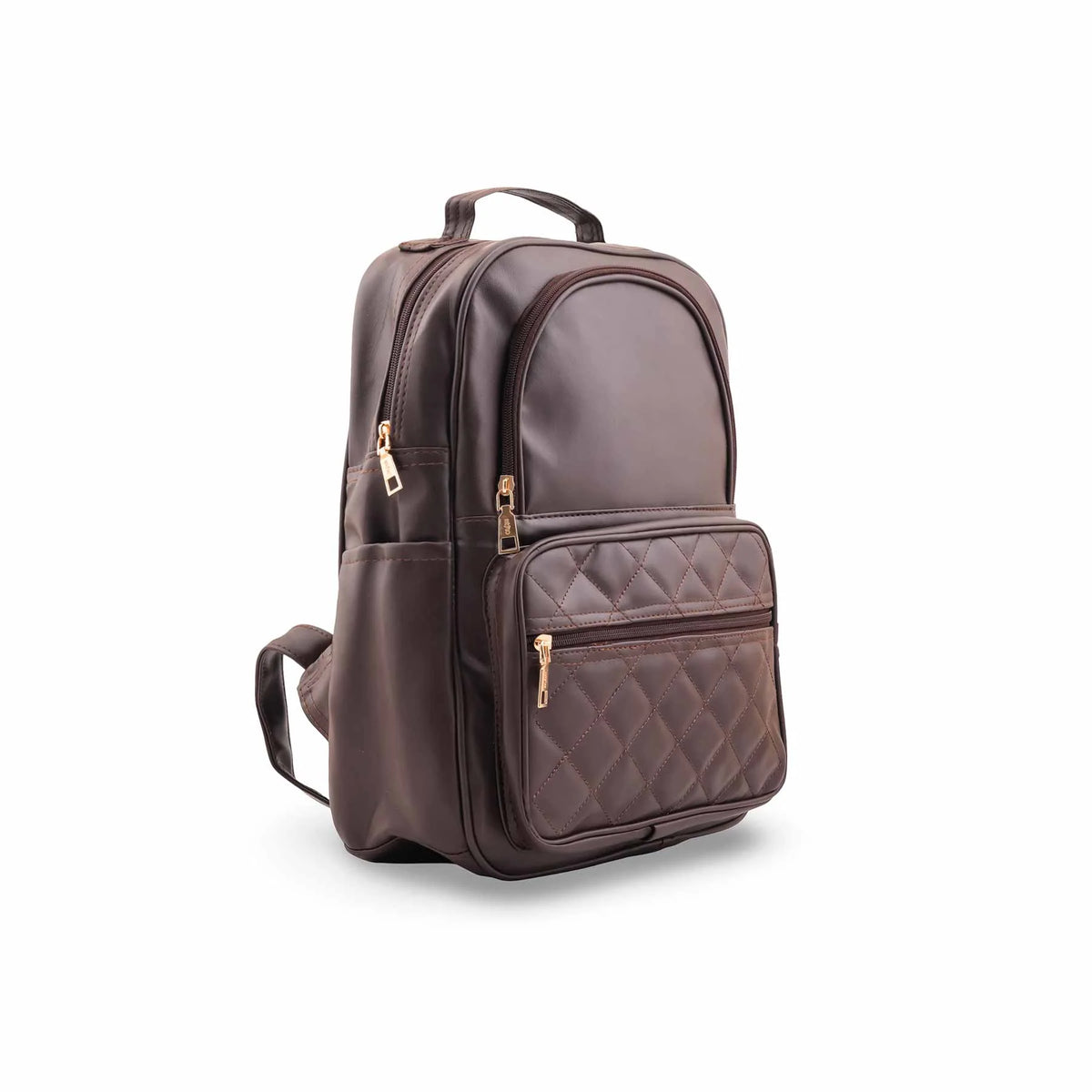 Edlic Women's Brown Casual PU Leather Backpack