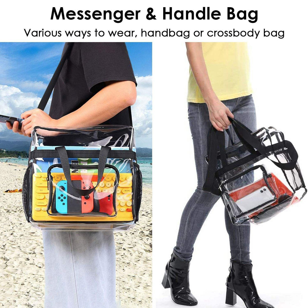 Stadium Approved Clear Crossbody Tote Bag 11LBS Load Transparent Shoulder Pouch See Through Zip Handbag Promotional Product
