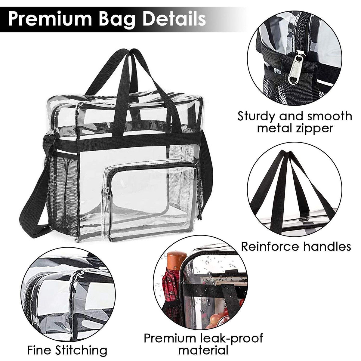 Stadium Approved Clear Crossbody Tote Bag 11LBS Load Transparent Shoulder Pouch See Through Zip Handbag Promotional Product